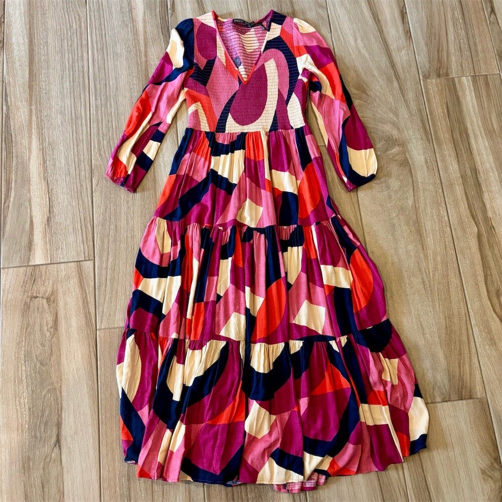 Mister Zimi Dress Womens Size 4 Multicolor Abstract Geometric Tiered